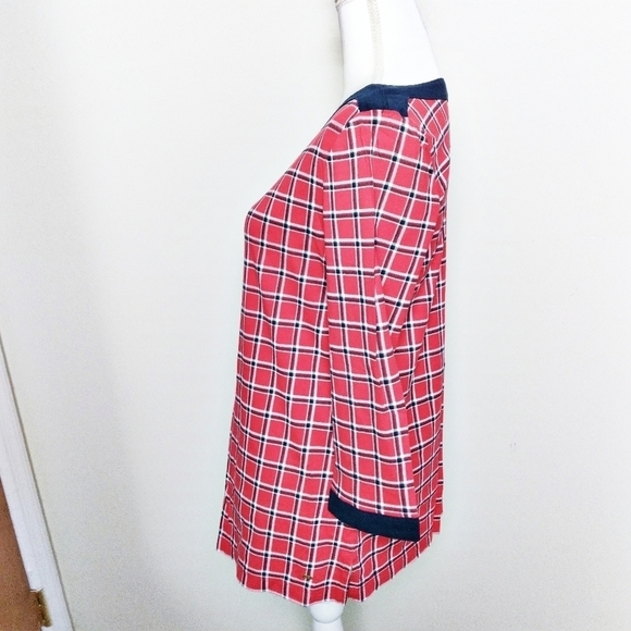 Tommy Hilfiger Plaid 3/4 Sleeve Top Size Medium - Picture 3 of 8
